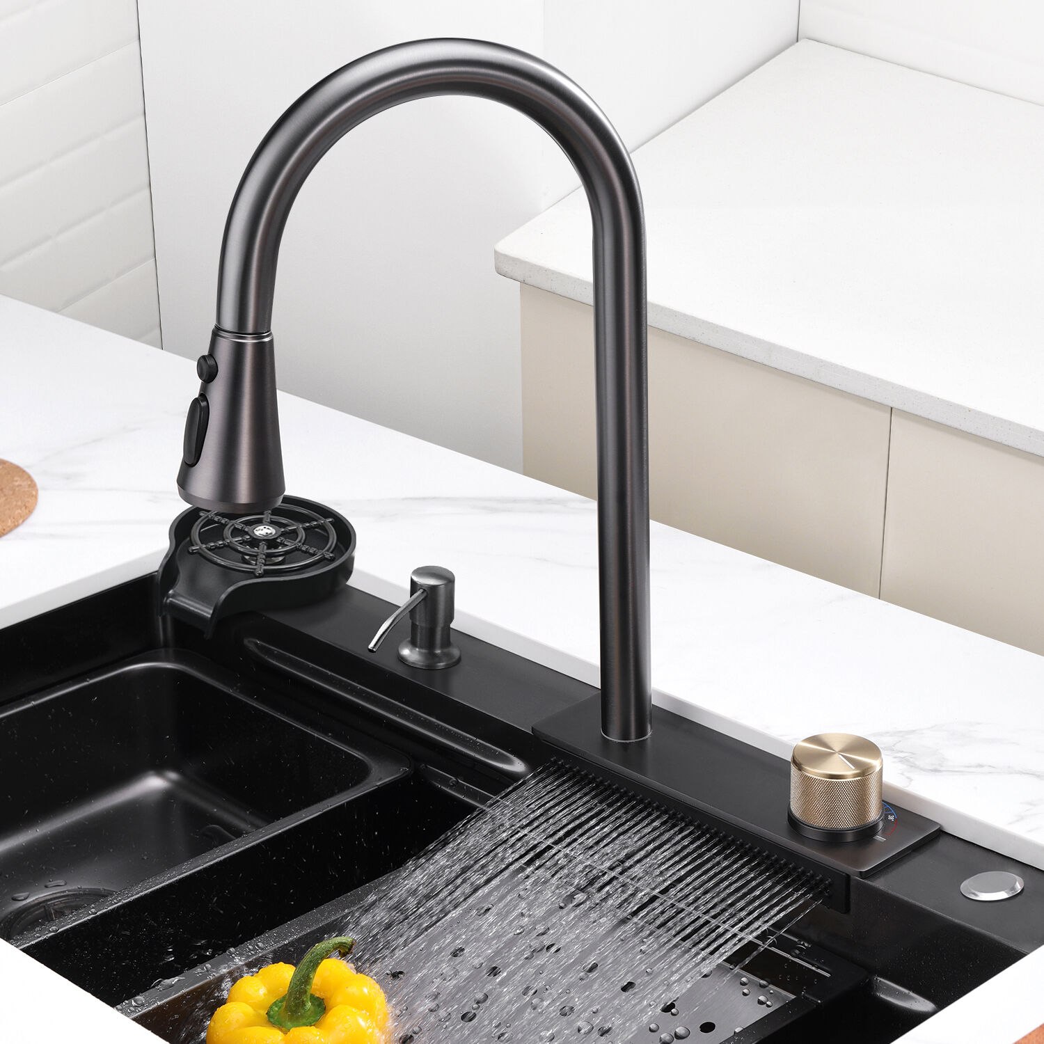 HUKA | Workstation Kitchen Sink Kit with Waterfall Faucet - SKS2301
